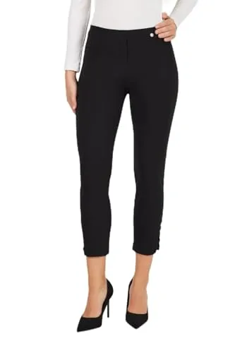 Robell Style Lena 09 – Bequeme, stretchige 7/8 Damenhose, Gerade geschnittenes Bein mit Neuer Saumoptik Farbe Schwarz Größe 48