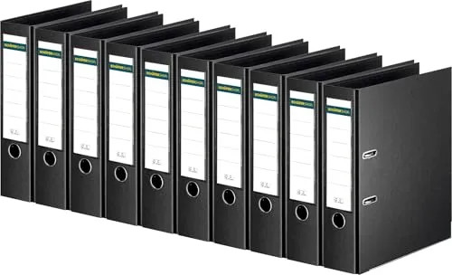 Ordner Schäfer Shop Select, DIN A4, Rückenbreite 80 mm, Griffloch, auswechselbares Rückenschild, Polypropylen, 10 Stück, schwarz