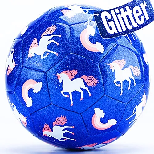 hahaland Fußball Spielzeug mit Ballpumpe und Netz, Neuer Kinderfußball Größe 3 für Training drinnen und draußen, Einhorn-Geschenke für Jungen und Mädchen 3 4 5 6 7 8 Jahren