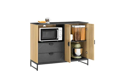 SoBuy Küchenschrank Sideboard mit Mikrowellenfach in beige von SoBuy