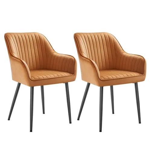 SONGMICS Polsterstuhl mit Metallbeine, Samt, karamellbraun in braun von SONGMICS