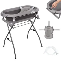 moovkee Babybadewanne mit Gestell 80cm Dunkel Grau