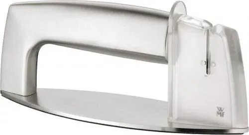 WMF Gourmet Messerschärfer - Manuelle Messerschärfer mit Hartmetall-Schleifscheiben für schnelles Schärfen von geraden Messern. Aus Cromargan Edelstahl für langlebige Qualität und sichere Handhabung.