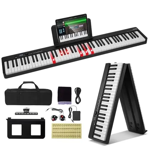 VEVOR 88 Tasten Digitalpiano E-Piano faltbares Klavier Bluetooth MIDI Schwarz