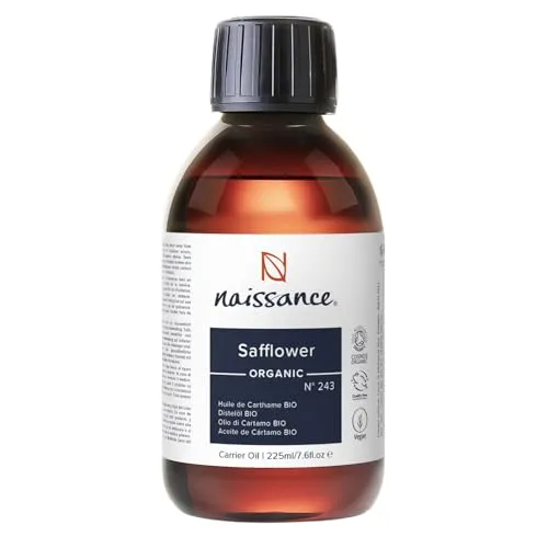 Naissance Distelöl Bio (Nr. 243) - 225ml - Kaltgepresst, Bio Zertifiziert Safloröl, Natürliches Gesichtsöl für Haare, Haut, Kosmetik