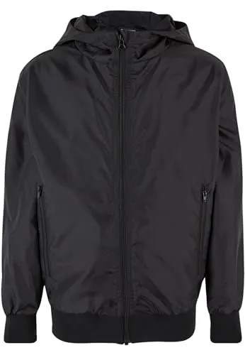 Urban Classics Kinder Übergangsjacke Boys Windbreaker - Funktionsjacke für Jungen, schützt zuverlässig bei Wind und Wetter und bietet durch die kuschelige Kapuze optimalen Komfort und Wärme.