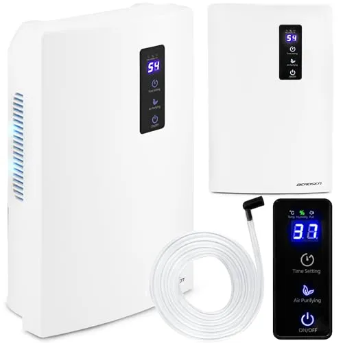 BERDSEN Luftentfeuchter - Effizient und Leise mit Luftreinigungsfunktion - Luftentfeuchter mit Peltier-Technologie für Räume bis 30 m³, reinigt die Luft mit UV-Lampe und arbeitet geräuscharm bei nur 34 dB. Ideal für ein gesundes Raumklima.