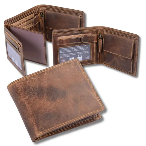 GlücksNugget Echtleder Geldbörse braun – praktische Scheintasche mit vielen Fächern - Die GlücksNugget Geldbörse aus Echtleder in Braun bietet zahlreiche Fächer für optimale Organisation. Ideal für den täglichen Einsatz und stilvoll im Design.