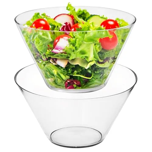 KONZEPT 2 Stk. Set Salatschüssel aus bleifreiem Glas – 830 ml, Ø 16 cm, transparent, robust und stapelbar, ideal für Salate
