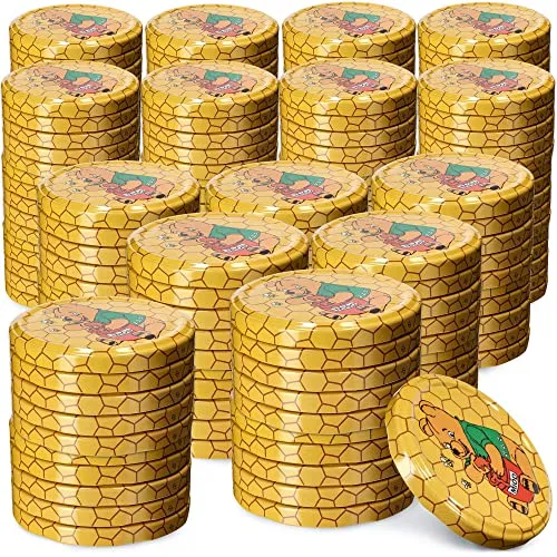 KADAX Schraubdeckel fi82 mm, Twist-Off-Deckel Set aus Metall, Ersatzdeckel für Einmachgläser, Deckel mit 6 Einrastzähnen für Sturzgläser und Einmachgläser (Winnie Puuh, 200 Stück)