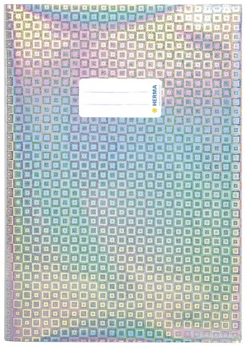 HERMA 19473 Heftumschlag A4 Glamour Silber - Abwischbare Hefthülle mit Beschriftungsetikett, ideal für Schule und Büro, robust und umweltfreundlich