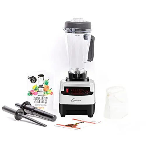 Hochleistungsmixer Optimum 9200A, 2611 Watt, 3.5PS, 6 Edelstahlklingen, 48000 U/min, 2L BPA-freier Behälter, 6 Programme + Pulstaste, GRATIS Nussmilchbeutel + Stößel + Silikonschaber