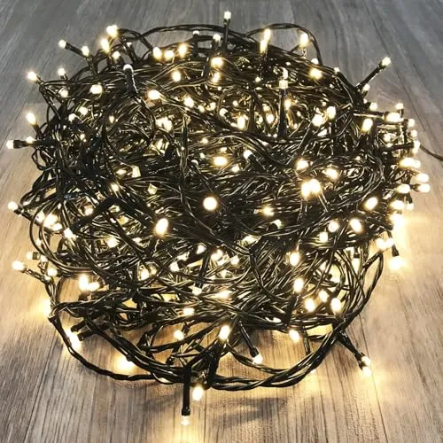 240'er Lichterkette LED's für Innen und Außen warmweiß Kabelfarbe Dunkelgrün Weihnachtsdeko Weihnachtsbaum