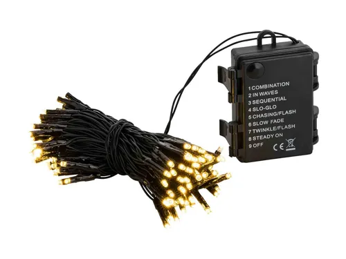 Linder Exclusiv GmbH LED-Lichterkette, Batterie für Außen 7,1m 8 Funktionen Timer schwarz