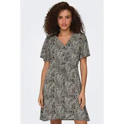 ONLY ONLEVIDA S/S Short Dress - Legeres Mini Kleid in Braun-Grau - Modisches Mini-Kleid aus 100% Viskose, atmungsaktiv und ideal für den Sommer. Perfekt für lässige Anlässe oder entspannte Tage.