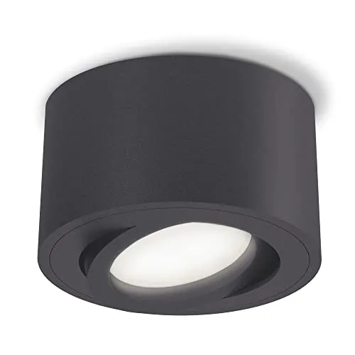 SSC-LUXon CELI-1N Spot Deckenleuchte schwenkbar anthrazit mit LED Leuchtmittel neutralweiß 4W 230V - flache Aufputzlampe rund