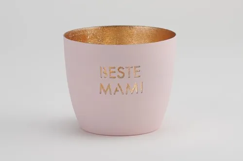 Madras Windlicht M, Beste Mami, pastell rosa/gold, 1091404076