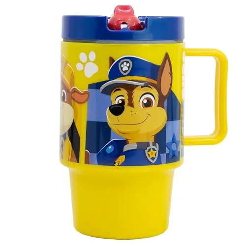 STOR Kinderbecher mit Deckel Paw Patrol 530ml - BPA-freier Kunststoffbecher mit Auslaufsicherem Verschluss - Trinkflasche mit Schraubdeckel