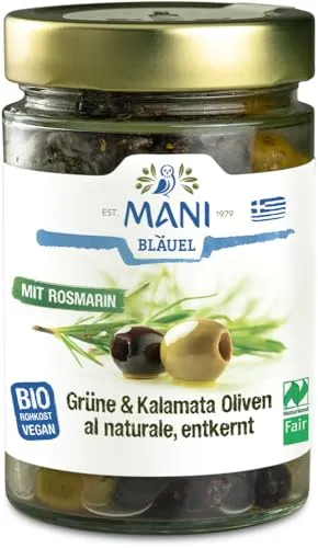 MANI Grüne & Kalamata Oliven al naturale mit Rosma 1 x 175 g