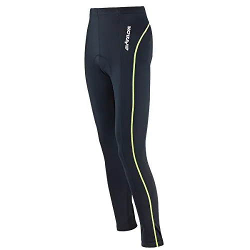 Airtracks Fahrradhose Lang/Radhose/Radlerhose / 3D Coolmax Sitzpolster/Reflektoren/Atmungsaktiv/Zip - schwarz-neon - XXXL