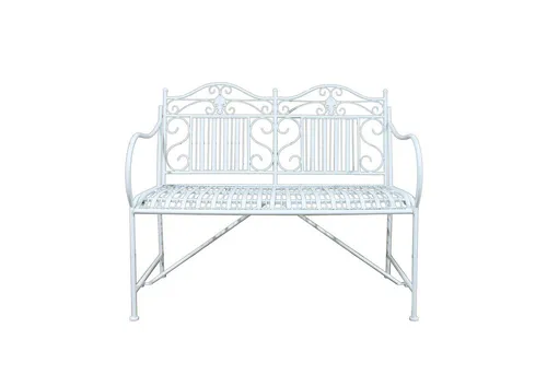 HTI-Living Gartenbank Metall Celia - Stilvolle Sitzbank aus nostalgischem Metall in Creme, ideal für überdachte Außenbereiche, mit einer Belastbarkeit von bis zu 180 kg.