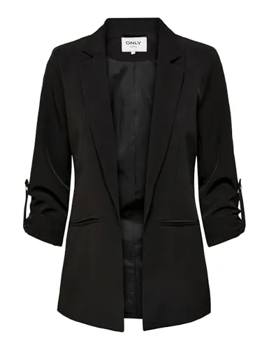 ONLY Damen Blazer ONLKayle Orleen Sakko 15218743 Black 42 - Blazer für Damen mit Dreiviertel-Ärmeln, ideal für einen eleganten Look und vielseitig kombinierbar.