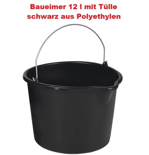 Baueimer Mörteleimer 12L aus mit Tülle schwarz Polyethylen H240mm Innen-Ø 310mm