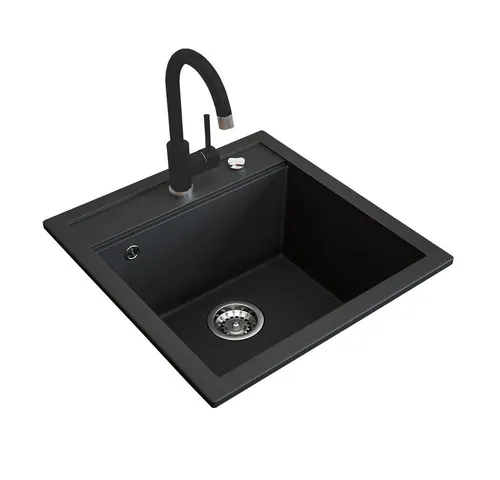 Bergström Spülbecken Schwarz 49 x 50 cm mit Trockenplatz - Sanitäranlagen & Zubehör: Hochwertige Granitspüle mit Armatur, chemikalienbeständig und ideal für eine moderne Küche.