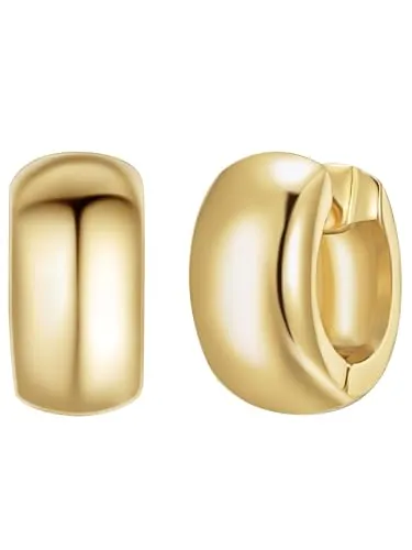 Lulu & Jane Creolen in Gelbgold, Metall-Legierung - Elegante Klappcreolen aus langlebiger Metall-Legierung, perfekt für jeden Anlass und trendbewusste Damen. Hochglanzpoliert und 14 Karat gelbvergoldet für einen strahlenden Look.