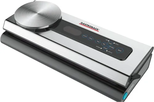 GASTROBACK 46012 Design Vakuumierer Advanced Scale - Vakuumierer mit präziser Waage, ideal für die Aufbewahrung von Lebensmitteln. Automatischer Magnetverschluss und tragbares Design für flexibles Arbeiten.