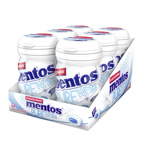 Multipack: 6x MENTOS Gum Pure White Sweet Mint je 70g