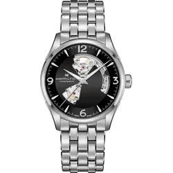 Hamilton Jazzmaster H32705131 Edelstahl Uhr mit offenem Herz - Armbanduhren für Herren, Automatik-Uhr mit Saphirglas und 50 m Wasserdichtigkeit, ideal für stilvolle Anlässe.