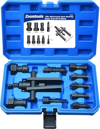 Zoomtools 10-teiliges Motorrad-Blindinnenlager-Abzieher-Werkzeug-Set Motorrad-Innenlager-Entfernungswerkzeug-Set 8–25 mm