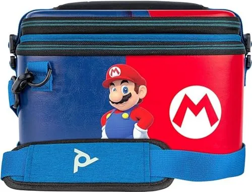 PDP Gaming Offiziell Lizenziert Switch Pull-N-Go Travel Case - Mario, semi-hardshell Schutz für Konsole und Zubehör, hält 14 Spiele und Controller, ideal für Reisen mit Nintendo Switch OLED und Lite