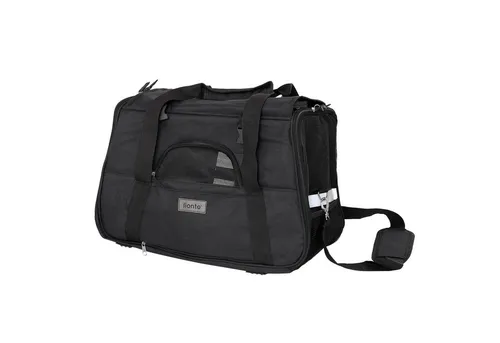 lionto Faltbare Hundetransportbox mit Tragegriffen und Schultergurt - Tragetaschen für Hunde, ideal für Reisen und Tierarztbesuche, mit robuster Bauweise, luftdurchlässigem Netzstoff und sicherem Zugang für Ihr Haustier.