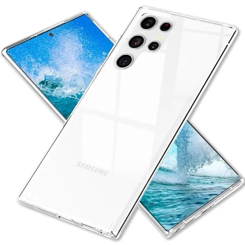 NALIA Stabile Klarsichthülle kompatibel mit Samsung Galaxy S24 Ultra Hülle, Transparente Kratzfeste Schutzhülle mit Harter Rückseite & Silikon-Rahmen, Robustes Anti-Gelb Cover für kristallklaren Look