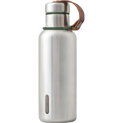 BLACK + BLUM Isolierte Trinkflasche | Olive | 500 ml - Thermobehälter mit vakuumisolierter Edelstahl-Technologie, hält Getränke bis zu 12h heiß und 24h kalt, 100% auslaufsicher und modernes Retrodesign, BPA-frei.