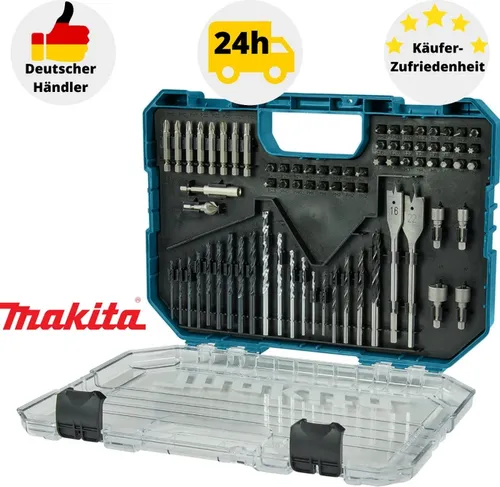 Makita 75-teiliger Bohrer-/Bit-Satz E-15126 mit klarem Deckel