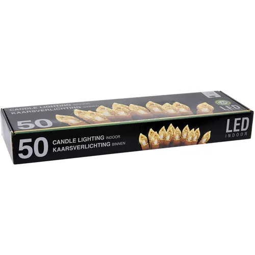 Weihnachtsbaum Lichterkette Kerzen 50 LED Warmweiß – 12,2 m mit Clips - Energiesparende Lichterkette mit 50 warmweißen LED-Kerzen für eine festliche Atmosphäre. Ideal für Weihnachtsbaum und Innendekoration, sicher in der Anwendung und einfach zu befestigen.