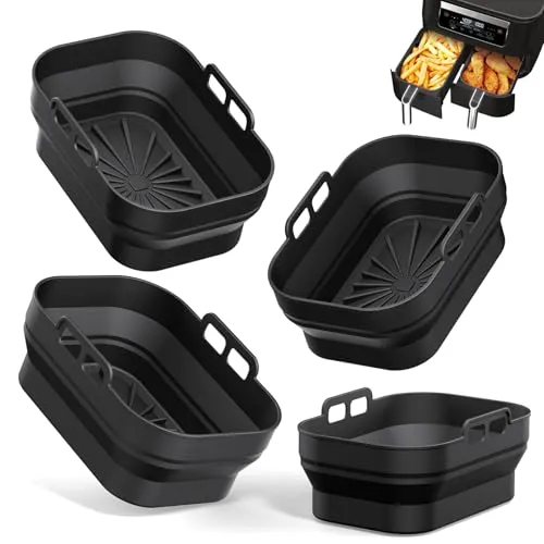 Stück Alyvisun Silikonformen für Heißluftfritteuse Wiederverwendbares | Zubehör für Foodi Max Dual Zone AF400EU AF300EU 9,5L, anstelle von Airfryer Backpapier oder Pergamentpapier 4