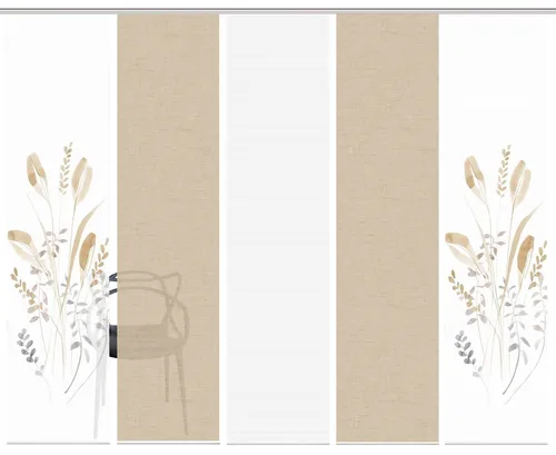 Schmidt Gard Schiebegardine 080944 AYENE Schiebegardine, halbtransparent, Bambusoptik, 260x60 cm (5 St), 100% Polyester