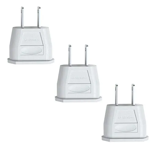 EAZY CASE - 3X USA Reiseadapter, Netzstecker für Europa auf USA, Euro-Buchse auf 2Pin Stecker – Perfekter Reisestecker für USA, Kanada, Mexiko, Karibik, Weiß, 9320002-TT