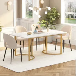 Esstisch Mdf Weiß Mit Metallgestell 140x80x75 Cm, Rechteckig Mit Verstellbaren Füßen