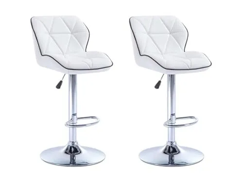 Vente-unique-Barhocker 2er-Set höhenverstellbar - Kunstleder - Weiß - Calvin