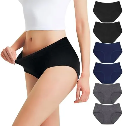 Falechay Unterhosen Damen 6er Pack Slip Schwarz Dunkeblau Dunkegrau XXL