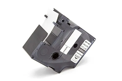 vhbw Schriftband-Kassette kompatibel mit Dymo Rhino 5000, 5200, 4200, 3000, 1000 Etiketten-Drucker 5,5m x 24mm Schwarz auf Transparent, Polyester