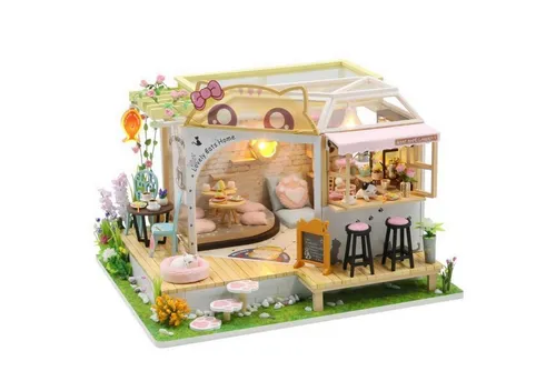 Bastelset Miniatur Puppenhaus Katze 3D Holzmodellbausatz