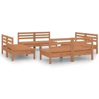 vidaXL 8-tlg. Garten-Lounge-Set aus Kiefernholz - Gartenmöbel aus massivem Kiefernholz, robust und ideal für entspannte Stunden im Freien. Kombinierbar mit anderen Segmenten für individuelle Konfigurationen.