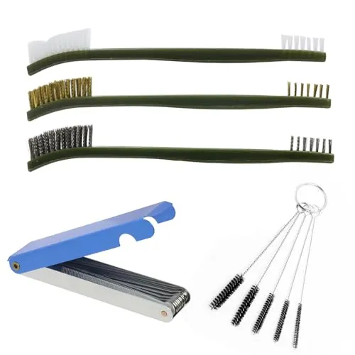 FunWorth Drahtbürste Klein Set, 26 Reinigungsdrähte Set 5 Reinigungsnadeln 3 doppelseitige Polierbürsten Werkzeugsätze für Auto, Kohlenstoff-Schmutzentferner, Aluminiumgehäuse