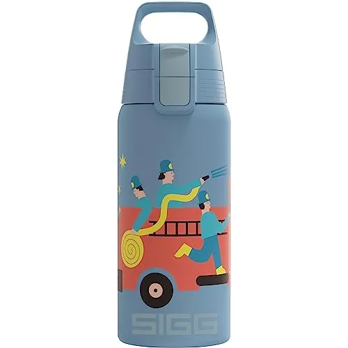 SIGG Flasche Shield Therm one 'Pompiers' - Trinkflasche für Kinder, mit innovativem ONE Top Verschluss und vakuumisolierter Doppelwand, hält Getränke bis zu 36 Stunden kalt, aus 90% Recycling-Edelstahl gefertigt.